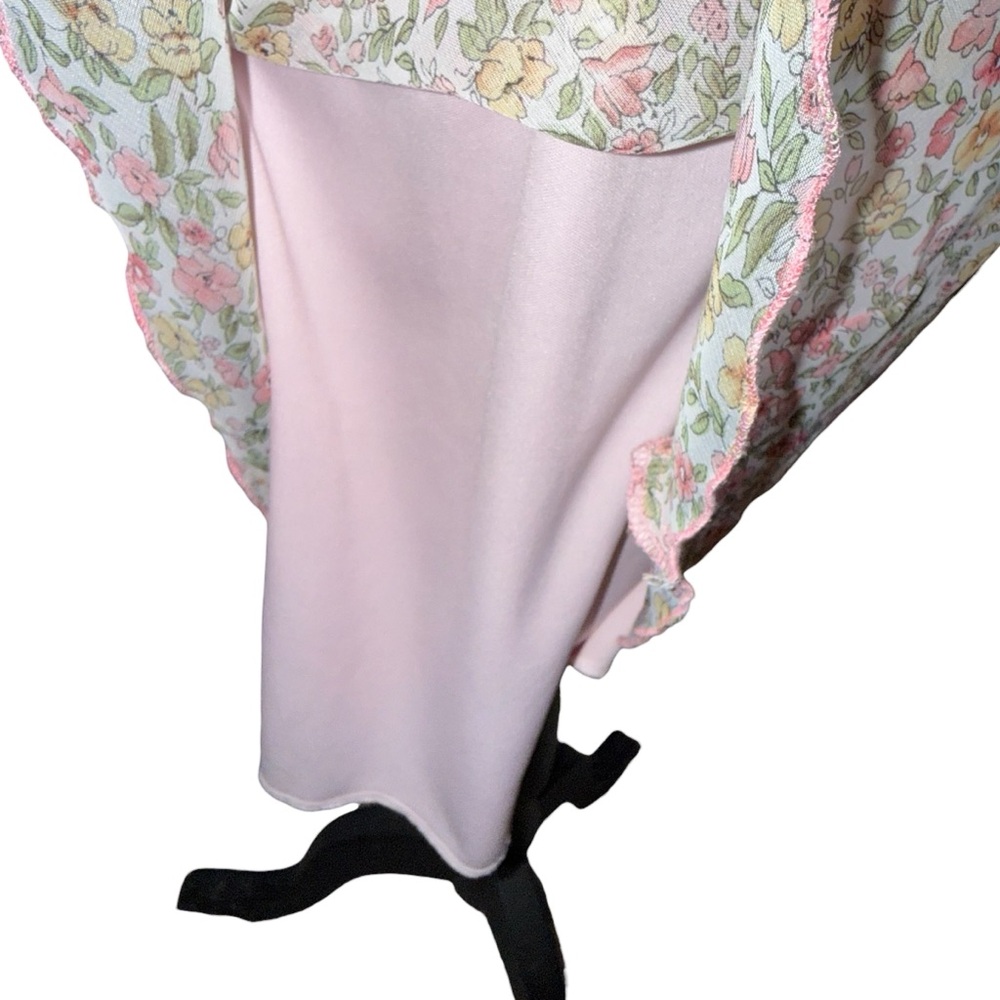 City Triangles Pink Floral Ruffle V-Neck Mesh Mini Dress Y2K Small/Medium - Picture 4 of 10